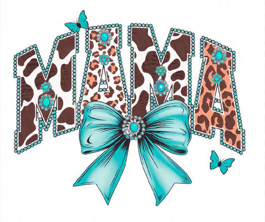 Mama-turquoise diamond bow