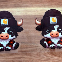 #47 Highland Cow with carhartt beanie K's Krafty Barn