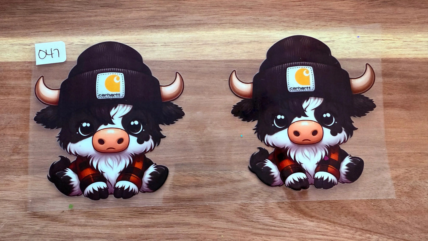 #47 Highland Cow with carhartt beanie K's Krafty Barn