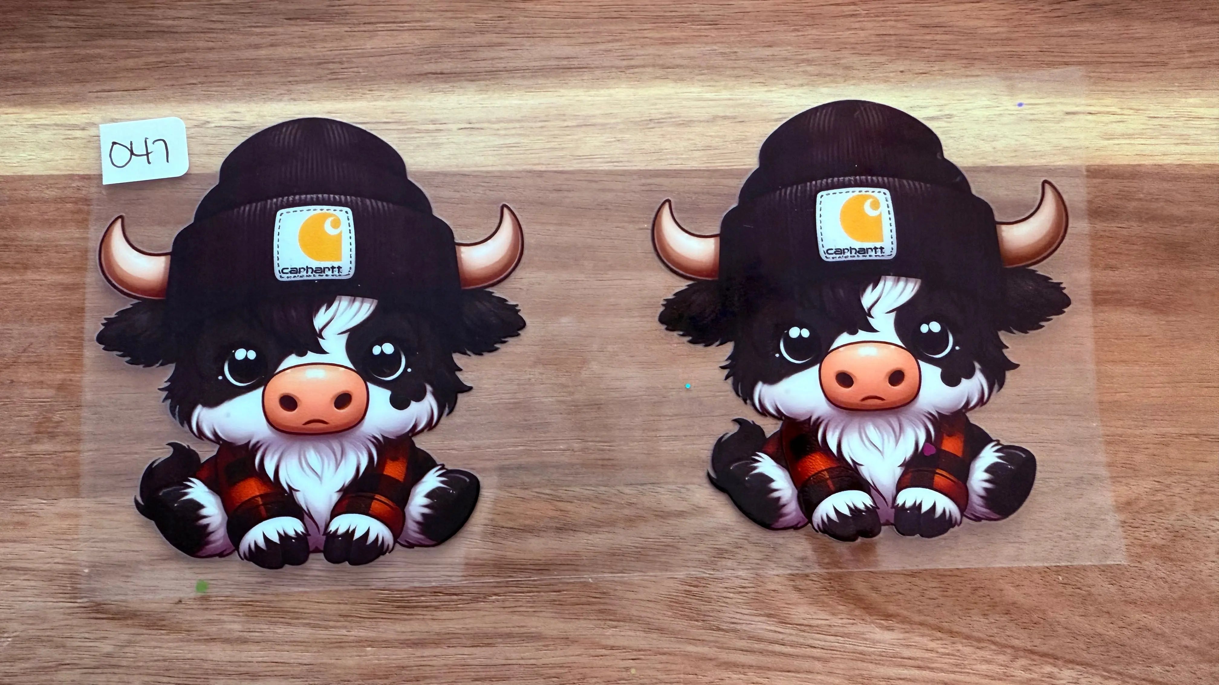 #47 Highland Cow with carhartt beanie K's Krafty Barn