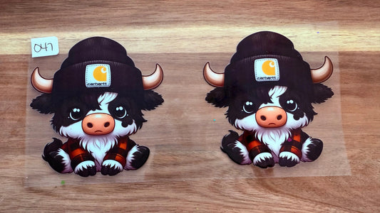 #47 Highland Cow with carhartt beanie K's Krafty Barn