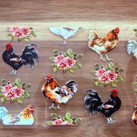#59 Chickens with flowers K's Krafty Barn