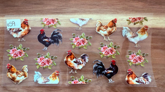 #59 Chickens with flowers