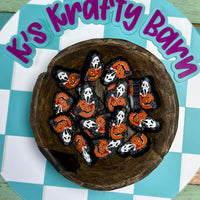 Halloween Silicone Focal Bead-Ghostface Pumpkin