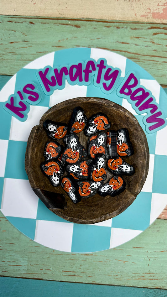 Halloween Silicone Focal Bead-Ghostface Pumpkin