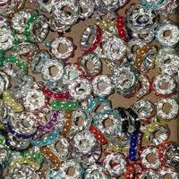 Pearl Mixed Color Rhinestone Spacer Beads – 10mm | Large Hole Spacers K's Krafty Barn