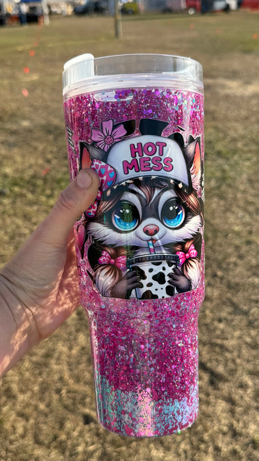 40oz Snowglobe-Hot Mess K's Krafty Barn