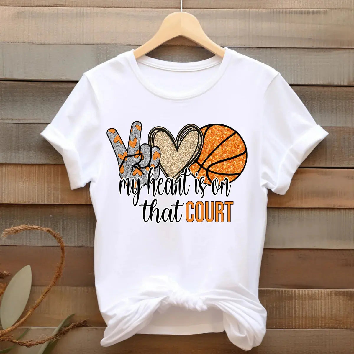 My Heart Is On That Court Basketball Shirt K's Krafty Barn