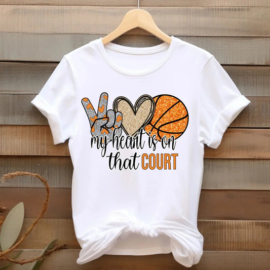 My Heart Is On That Court Basketball Shirt K's Krafty Barn
