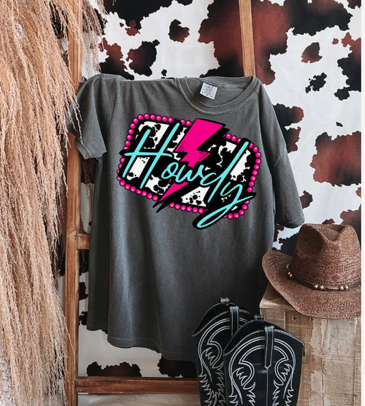 Howdy Cowhide Bolt Pink