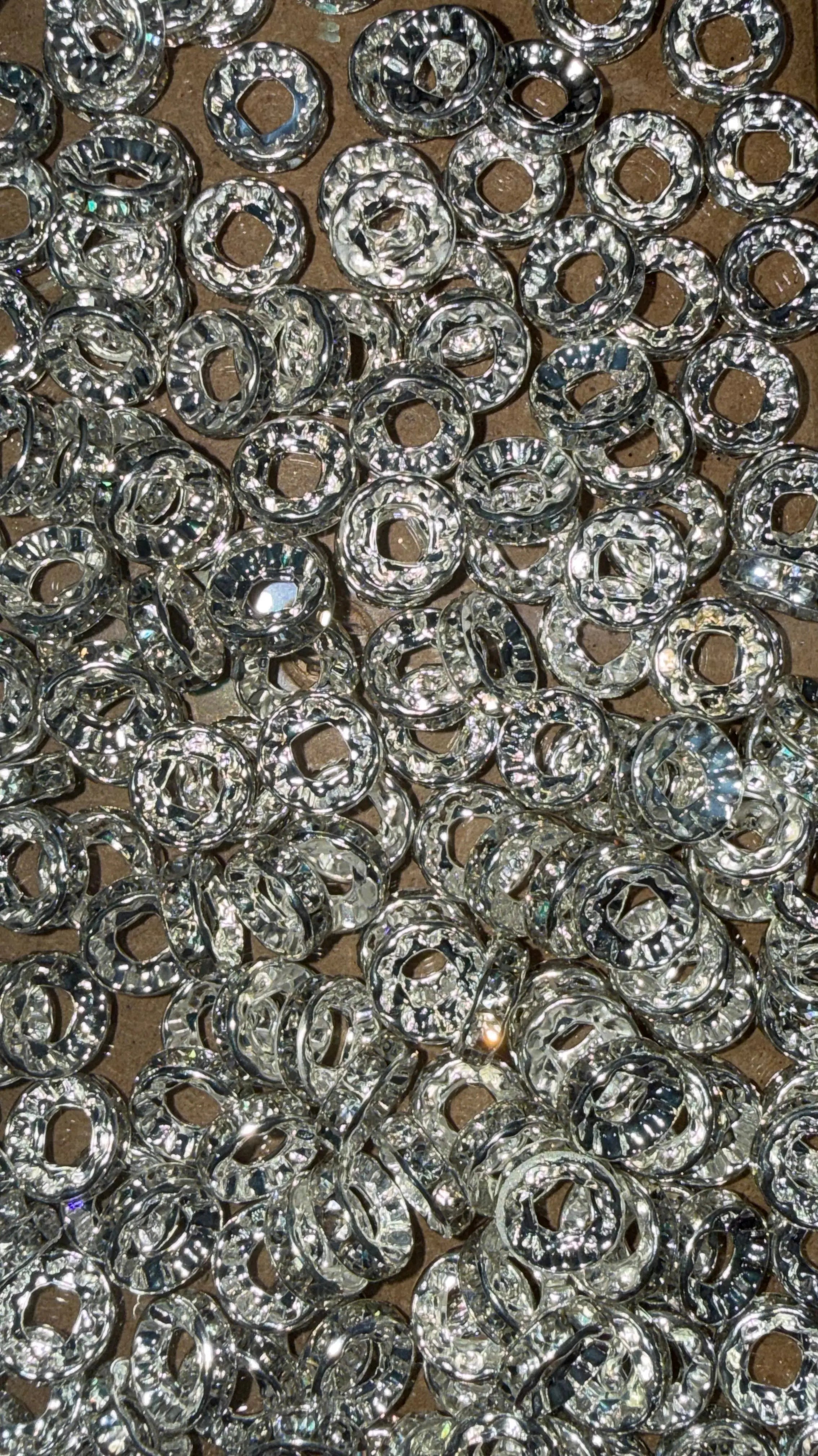 Rhinestone Spacer Bead Mix – 10mm Silver | Large Hole Spacers K's Krafty Barn