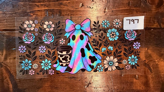 #797 Colorful ghost with coffee K's Krafty Barn