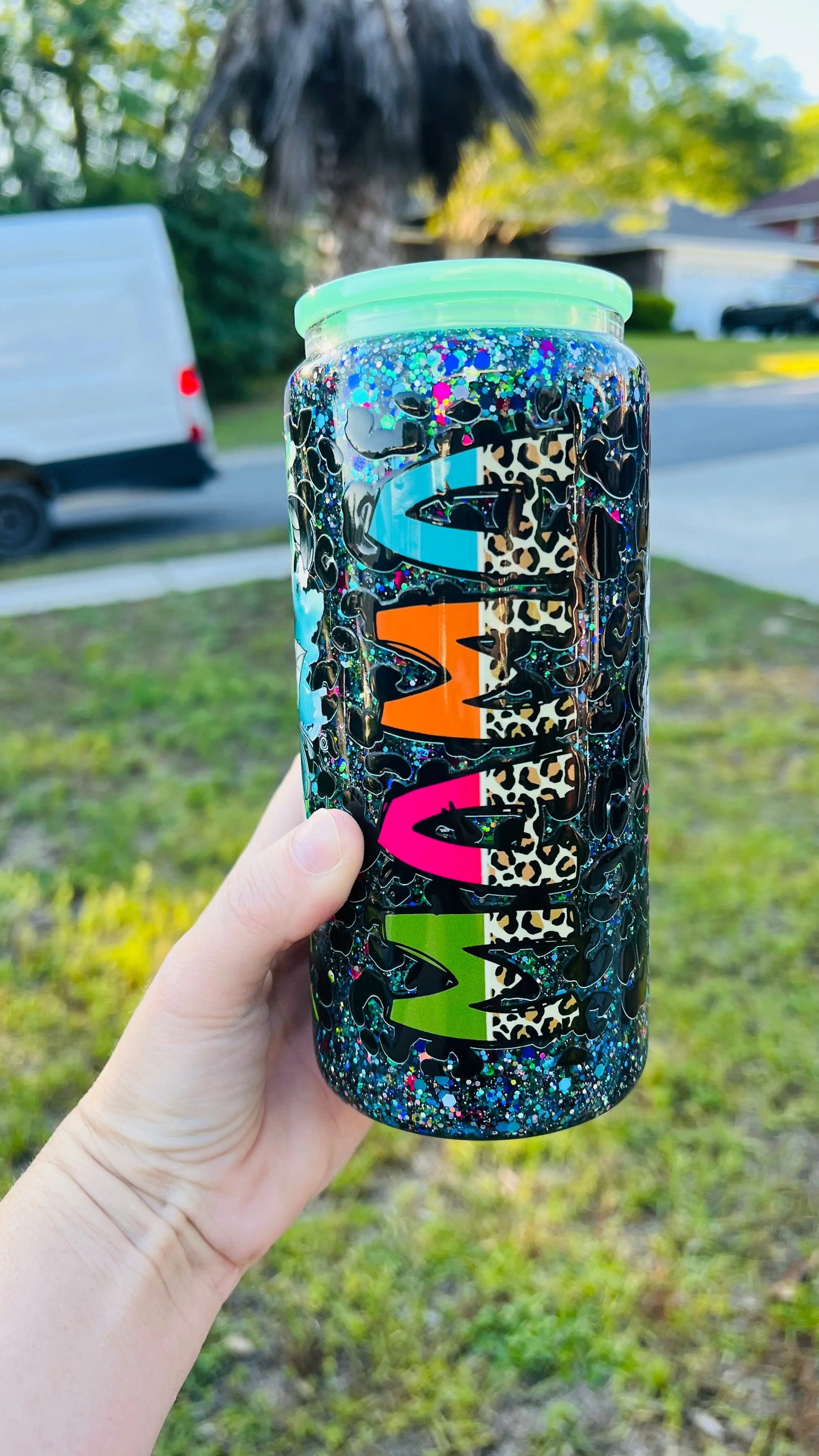 16oz Snow globe Glass K's Crafty Vibes Co.