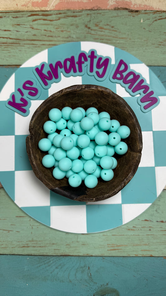 15mm Solid Silicone Beads- Mint