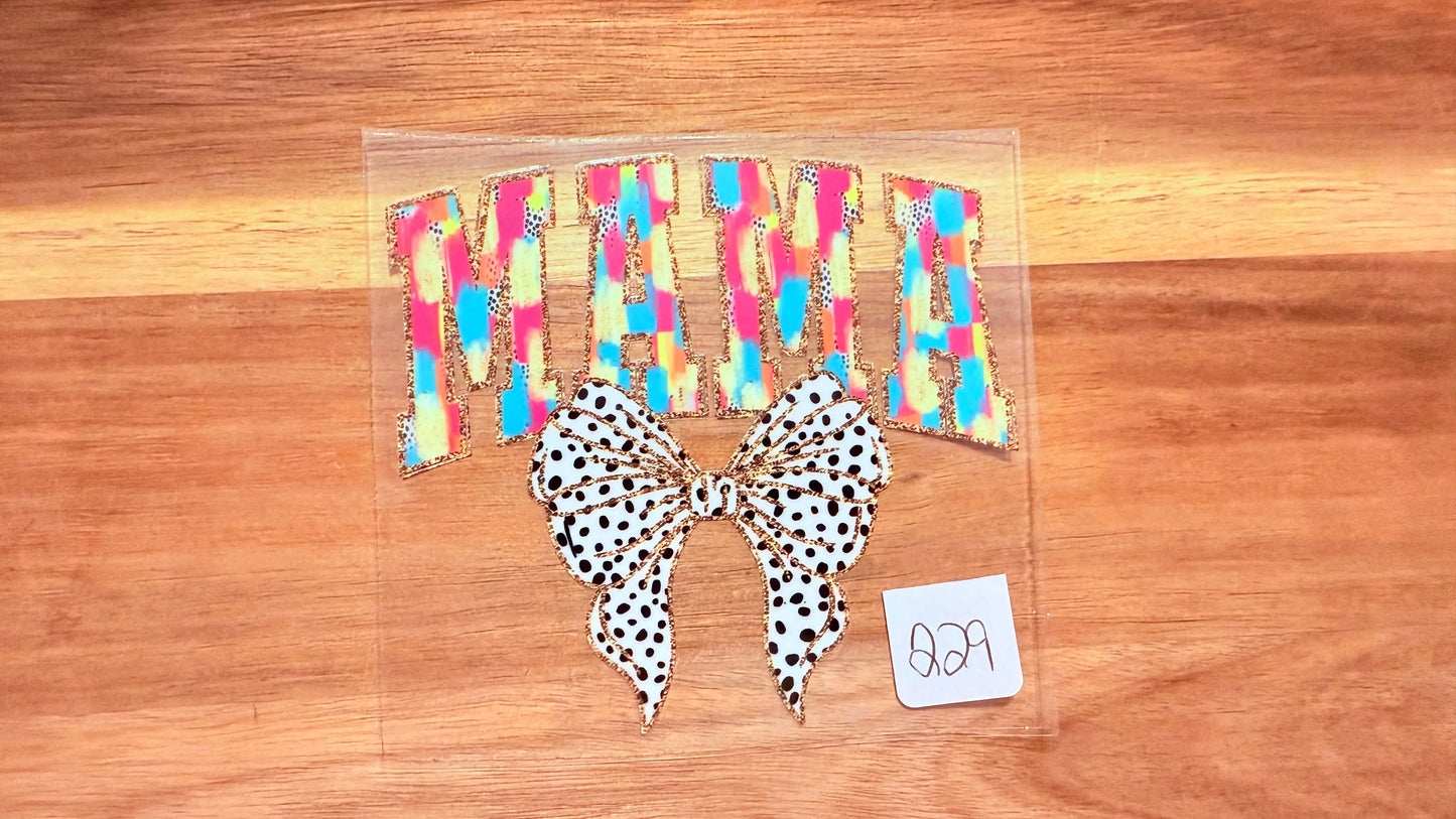 #229 Mama pastel colors with black and white bow K's Krafty Barn