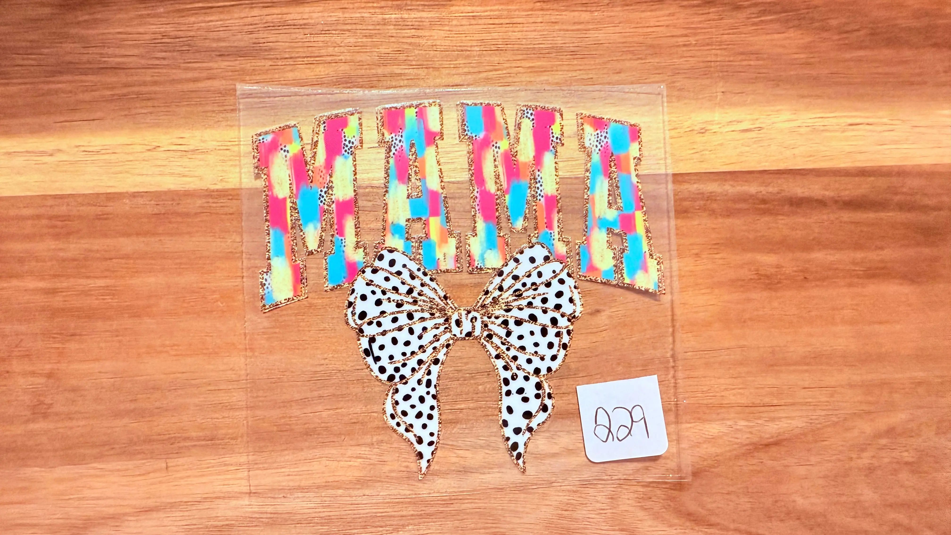 #229 Mama pastel colors with black and white bow K's Krafty Barn