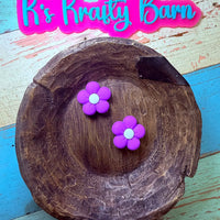 Silicone Focal Bead- Purple Daisy Flower K's Krafty Barn