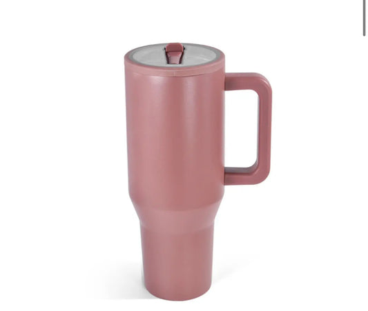 40oz Powder Coated Tumbler with Handle, Rubber Bottom & Leakproof Lid | Stainless Steel Insulated Cup K's Krafty Barn