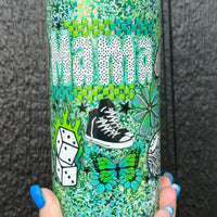 Checkered Mama 20oz Glass Snowglobe Tumbler