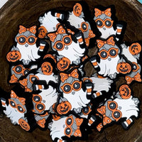 Halloween Silicone Focal Bead-    Pumpkin Spice Ghost Girl
