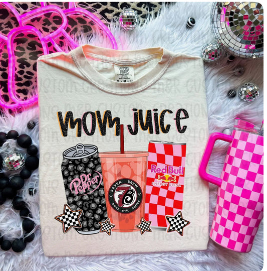 Mom Juice Dr P, 7 Brew, Red Bull