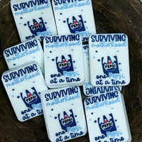 EXCLUSIVE Silicone Focal Bead- Surviving Motherhood One Blue Can At A Time