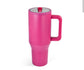 40oz Powder Coated Tumbler with Handle, Rubber Bottom & Leakproof Lid | Stainless Steel Insulated Cup