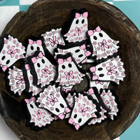 Halloween Silicone Focal Bead-Pink Coquette Ghost Girl