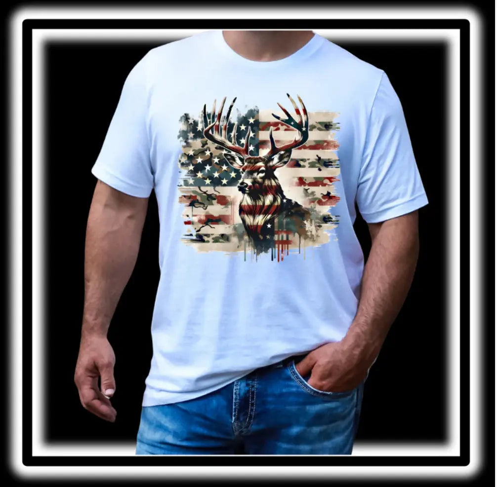 Camo American Flag Deer K's Crafty Vibes Co.