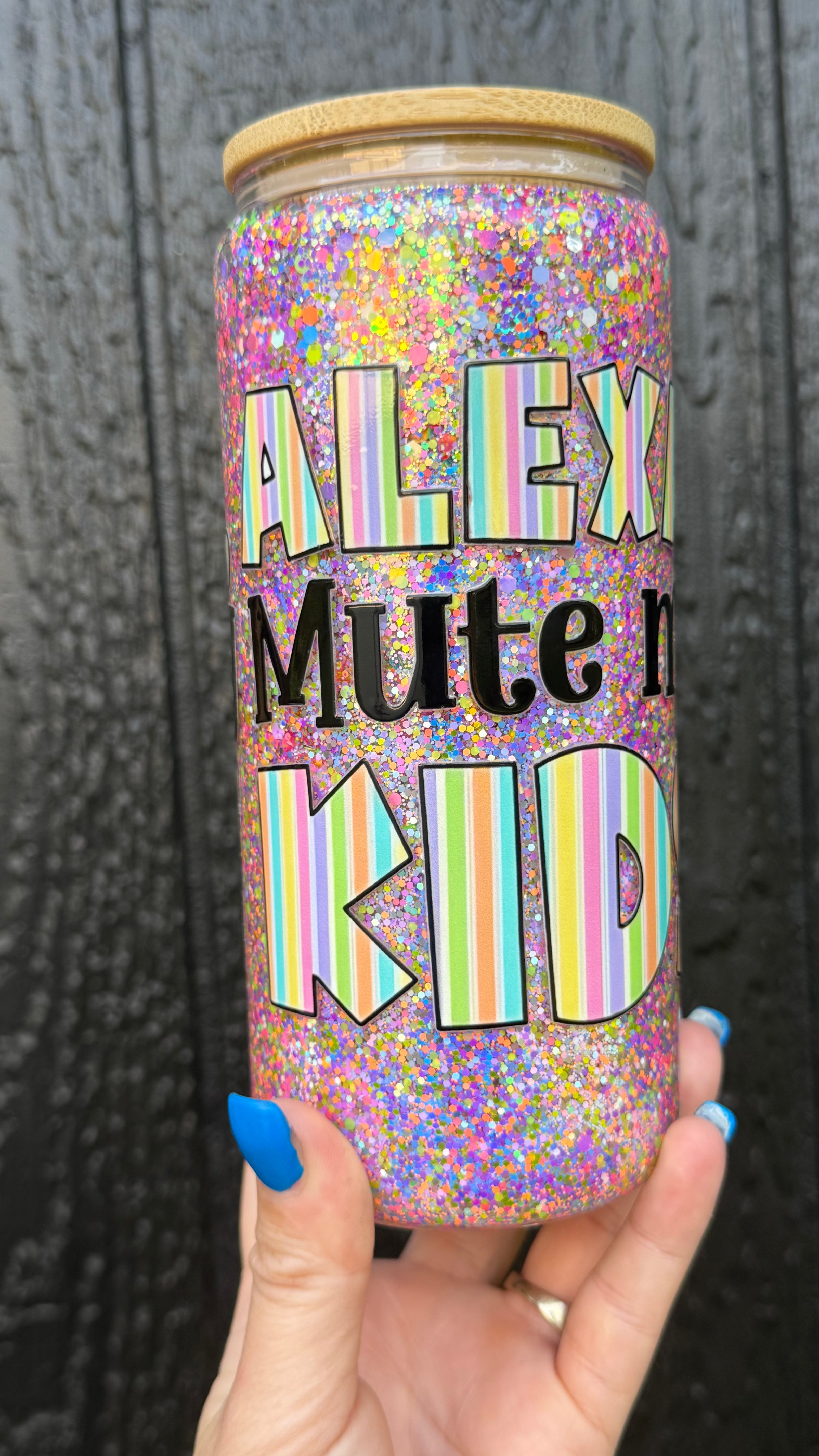 Alexa Mute My Kids 20oz Glass Snowglobe Tumbler