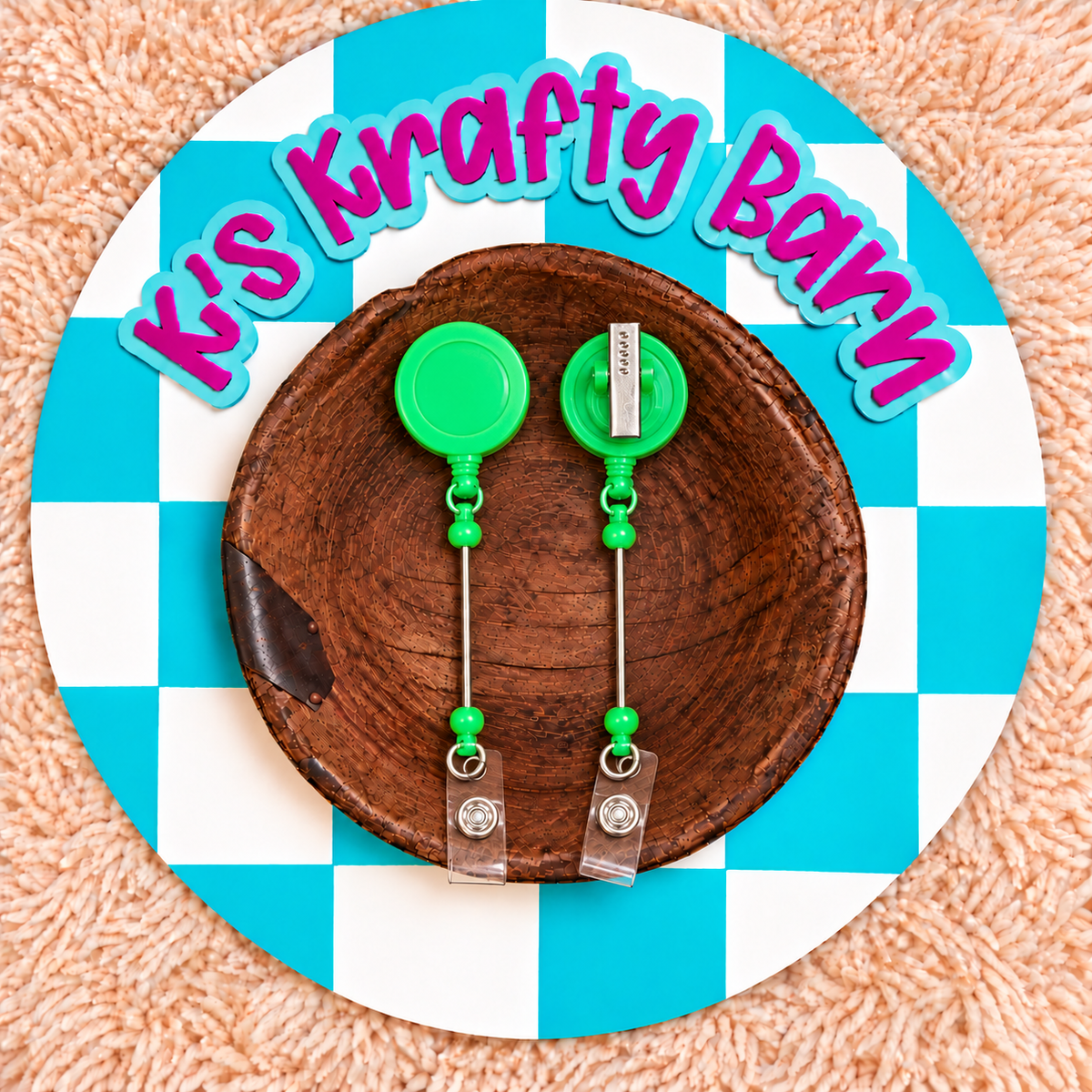 Beadable Bar Badge Reels with Lobster Clip