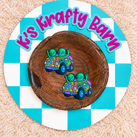 Groovy Aliens in Peace Car Silicone Focal Bead