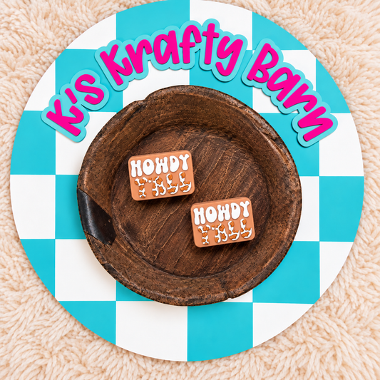 Tan Howdy Y’all Silicone Focal Bead