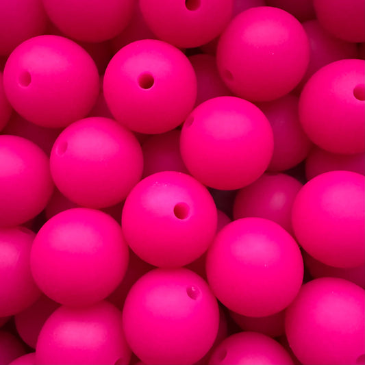 Wholesale 15mm Solid Silicone Beads- Hot Pink