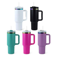40oz Custom UV DTF Wrapped Tumbler rainbow plated – Insulated Stainless Steel Cup, Hot & Cold 24+ Hours, Personalized Drinkware with Handle & Straw K's Krafty Barn