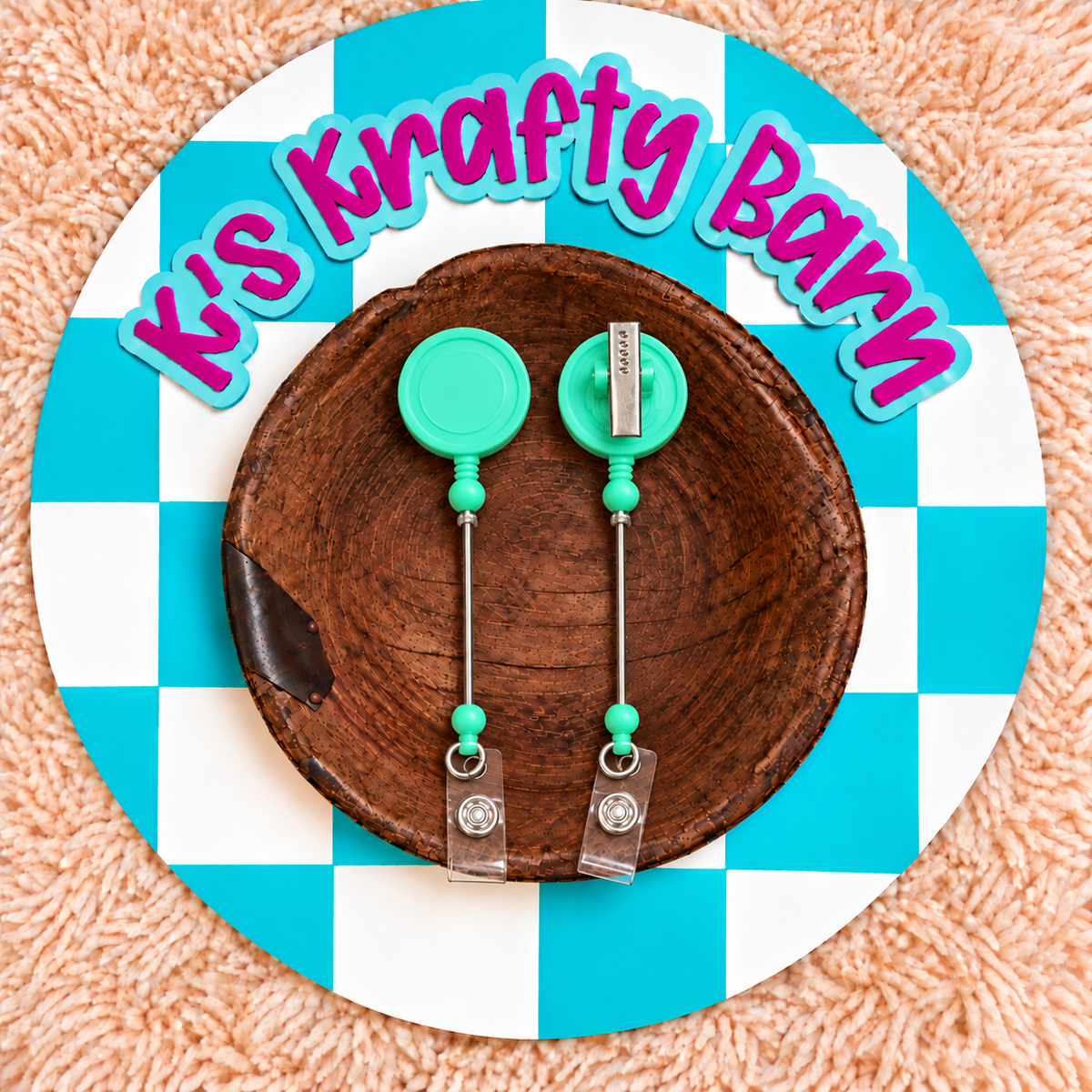 Beadable Bar Badge Reels with Lobster Clip
