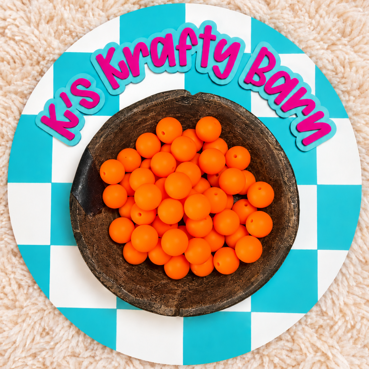 Neon Orange 15mm Solid Silicone Beads