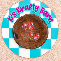 Red Christmas Character Print Bow Silicone Focal Bead
