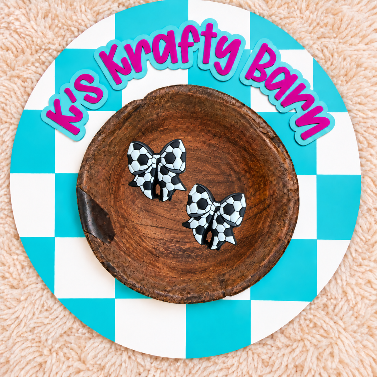 Soccer Bow Silicone Focal Bead