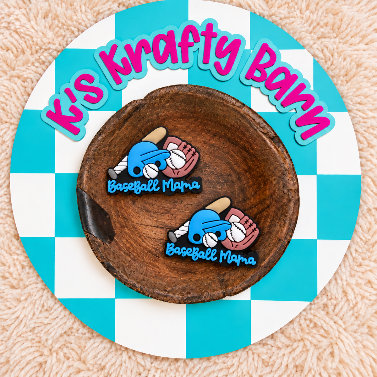 Baseball Mama Silicone Focal Bead