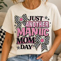 Checkered Bow Manic Mom Day Tee