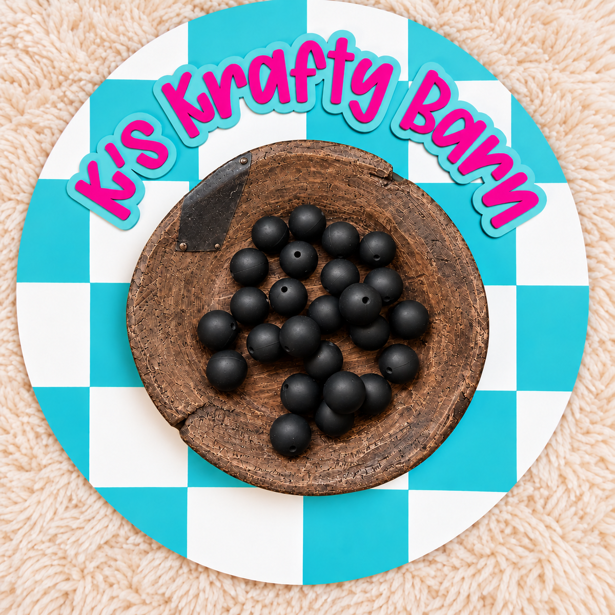 Black 15mm Solid Silicone Beads