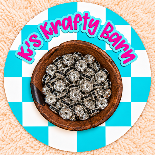 Black Rhinestone Spacer Mix for Beadable Pens | Small Hole