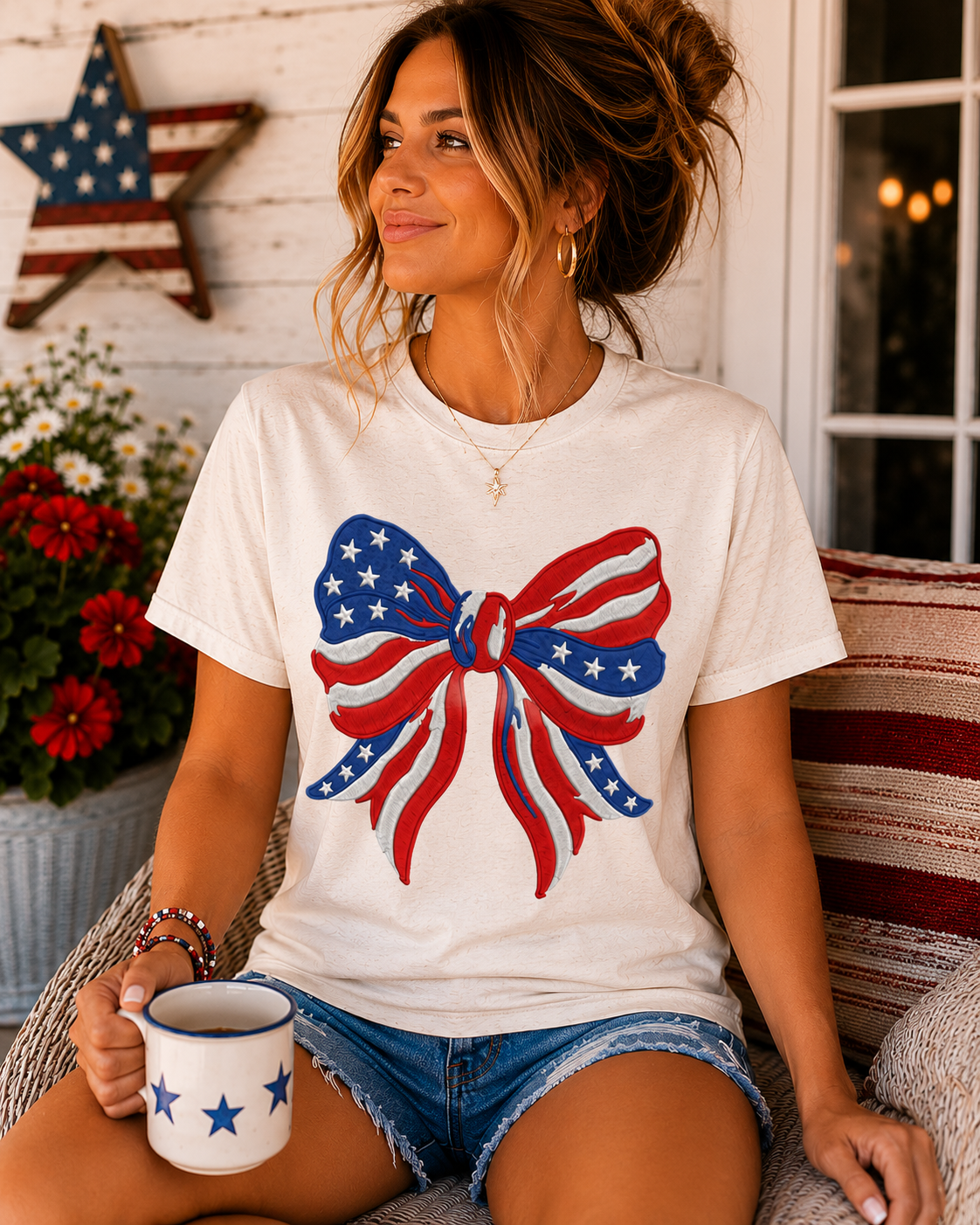 Faux USA Bow Graphic Tee