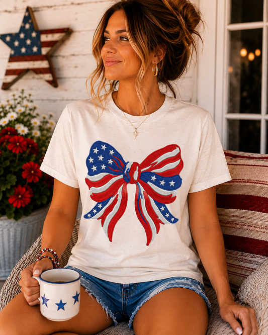 Faux USA Bow Graphic Tee