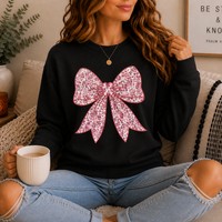 Pink Floral Bow Crewneck