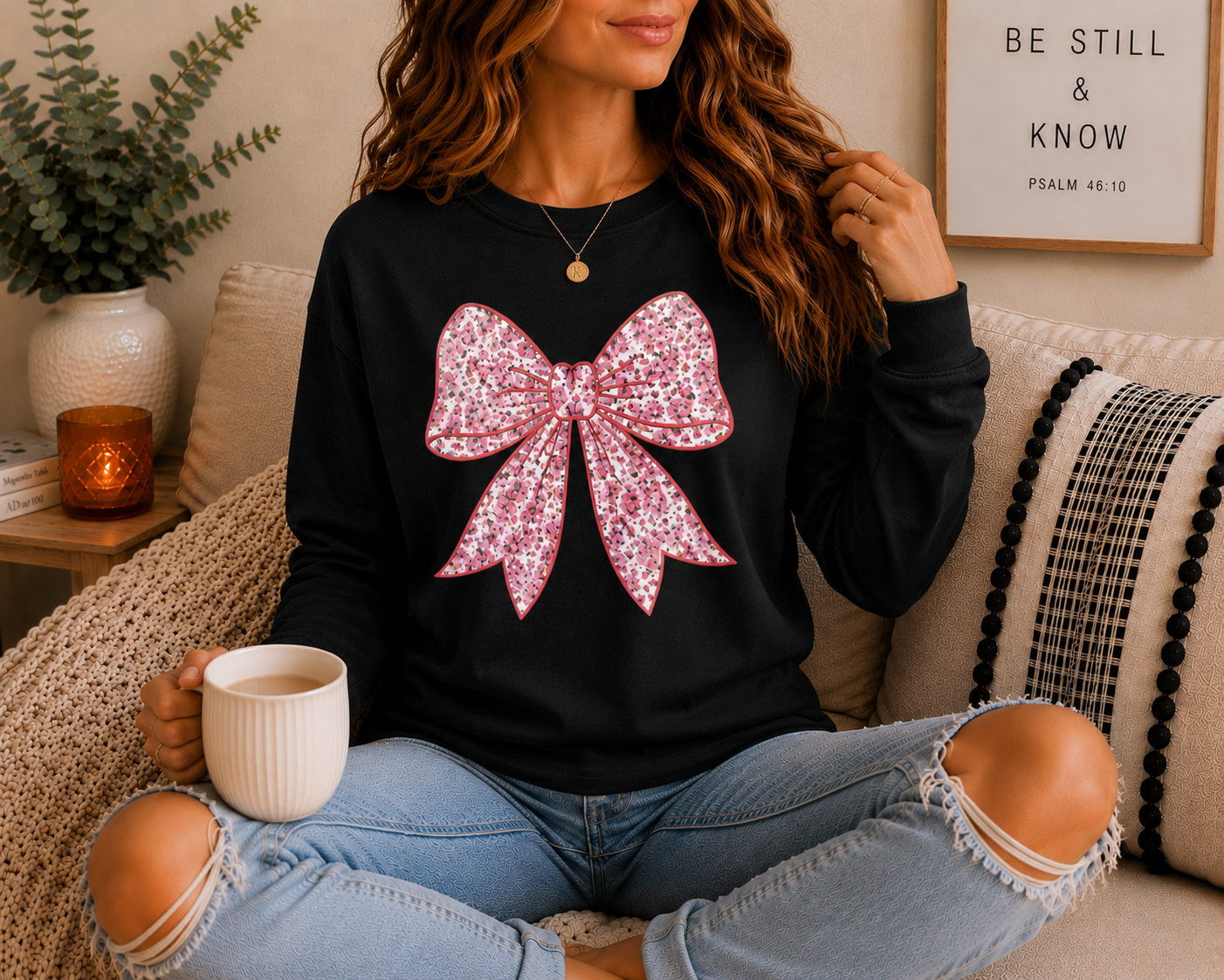 Pink Floral Bow Long Sleeve