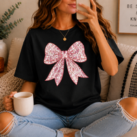 Pink Floral Bow Graphic Tee