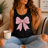 Pink Floral Bow Tank Top