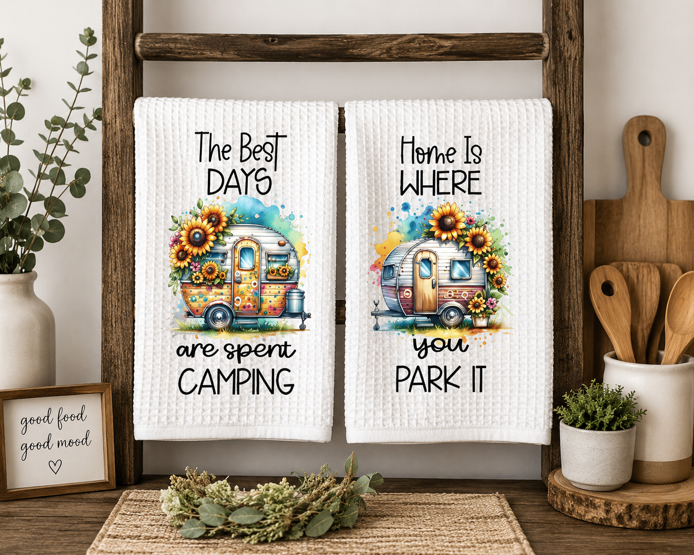 Camper Waffle Weave Kitchen Towel